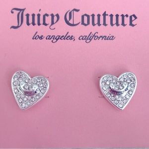 Juicy Couture crystal heart earrings in silver